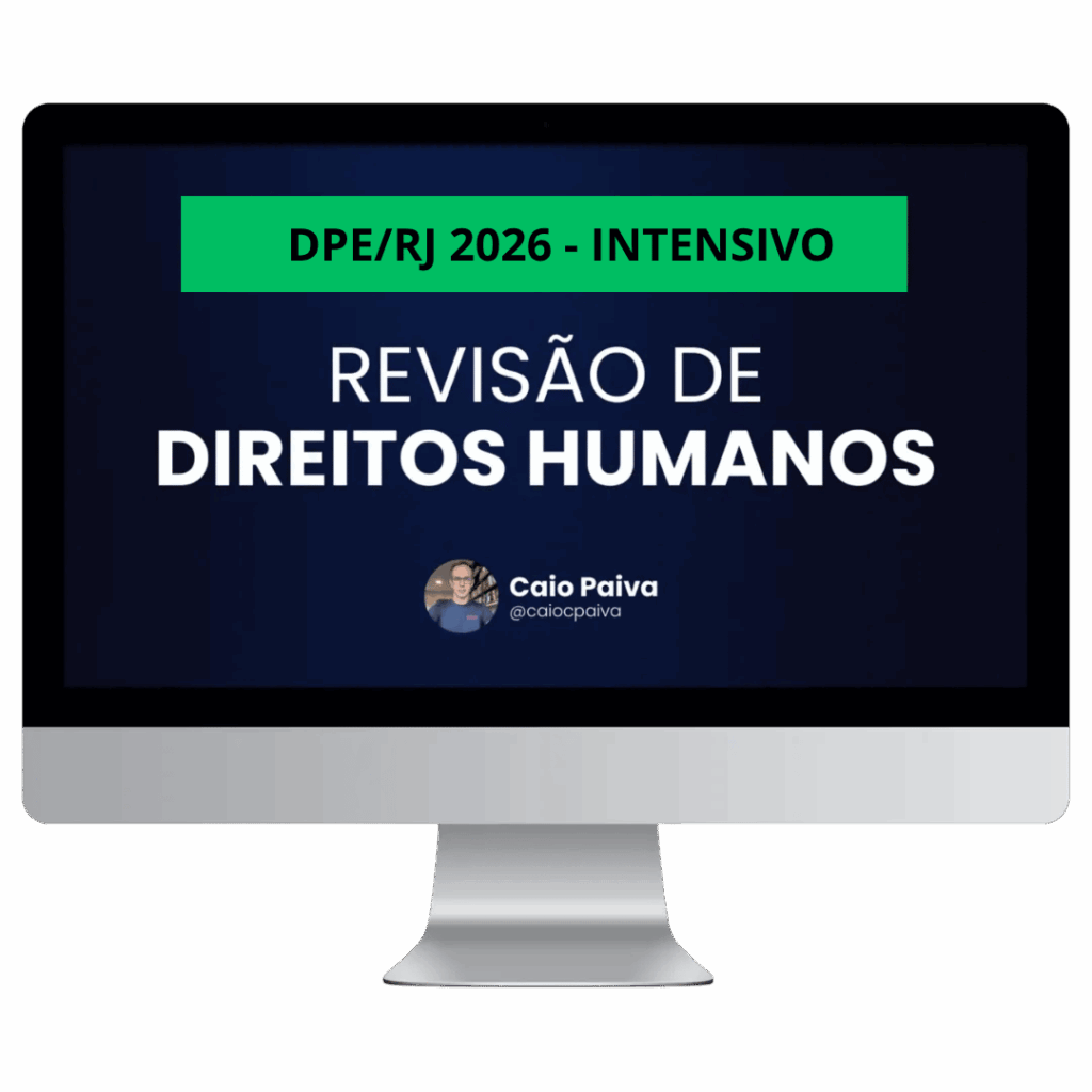 Mockup iMac — DPE/RJ 2026 Intensivo: Revisão de Direitos Humanos com Caio Paiva